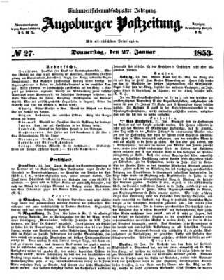 Augsburger Postzeitung Donnerstag 27. Januar 1853