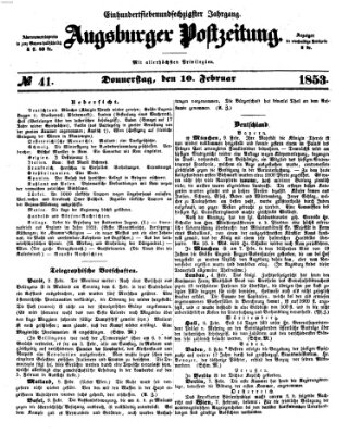 Augsburger Postzeitung Donnerstag 10. Februar 1853