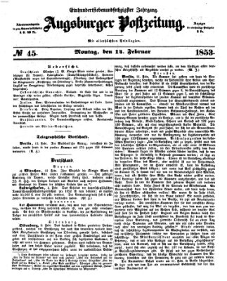 Augsburger Postzeitung Montag 14. Februar 1853