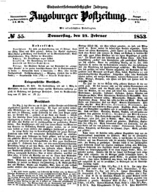 Augsburger Postzeitung Donnerstag 24. Februar 1853