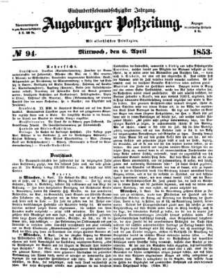 Augsburger Postzeitung Mittwoch 6. April 1853