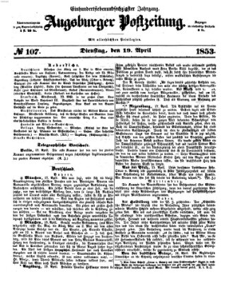 Augsburger Postzeitung Dienstag 19. April 1853