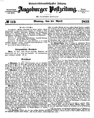 Augsburger Postzeitung Montag 25. April 1853