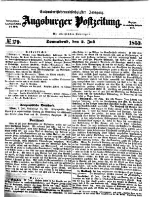 Augsburger Postzeitung Samstag 2. Juli 1853