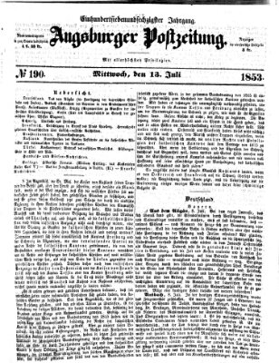 Augsburger Postzeitung Mittwoch 13. Juli 1853