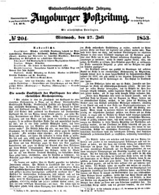 Augsburger Postzeitung Mittwoch 27. Juli 1853