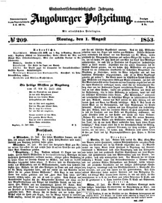 Augsburger Postzeitung Montag 1. August 1853