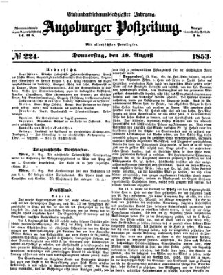 Augsburger Postzeitung Donnerstag 18. August 1853