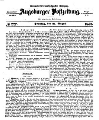 Augsburger Postzeitung Sonntag 21. August 1853