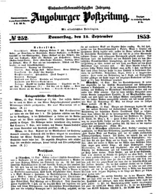 Augsburger Postzeitung Donnerstag 15. September 1853