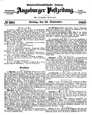 Augsburger Postzeitung Freitag 23. September 1853