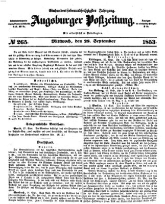 Augsburger Postzeitung Mittwoch 28. September 1853