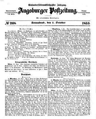 Augsburger Postzeitung Samstag 1. Oktober 1853