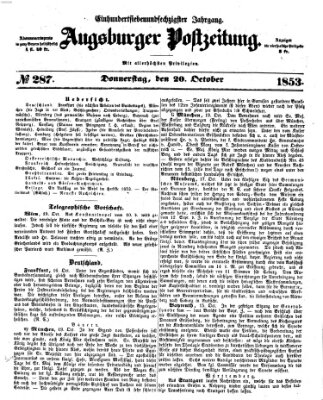 Augsburger Postzeitung Donnerstag 20. Oktober 1853