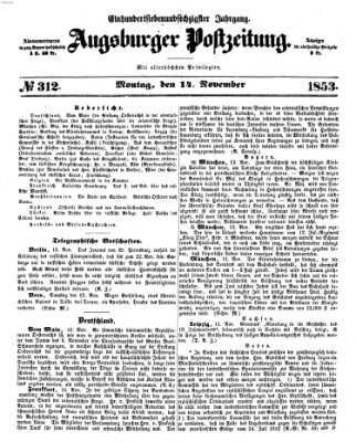 Augsburger Postzeitung Montag 14. November 1853