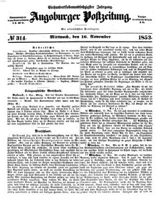 Augsburger Postzeitung Mittwoch 16. November 1853