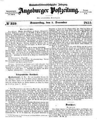 Augsburger Postzeitung Donnerstag 1. Dezember 1853