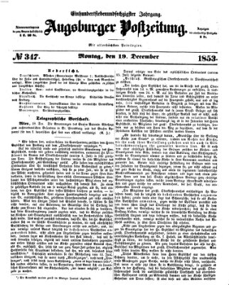 Augsburger Postzeitung Montag 19. Dezember 1853