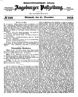 Augsburger Postzeitung Mittwoch 21. Dezember 1853