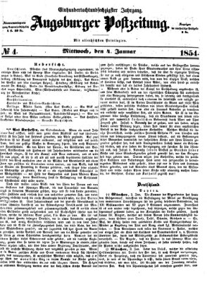 Augsburger Postzeitung Mittwoch 4. Januar 1854