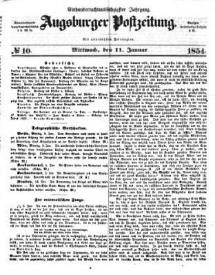 Augsburger Postzeitung Mittwoch 11. Januar 1854