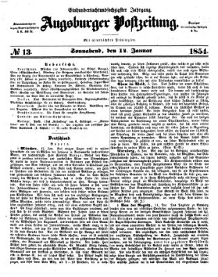 Augsburger Postzeitung Samstag 14. Januar 1854