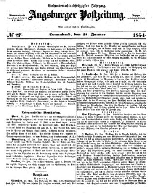 Augsburger Postzeitung Samstag 28. Januar 1854