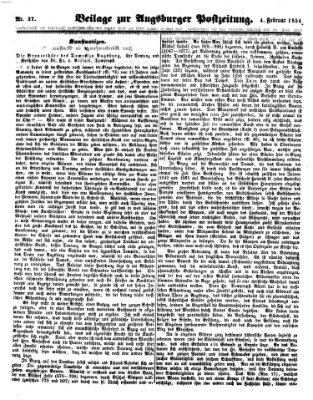 Augsburger Postzeitung Samstag 4. Februar 1854