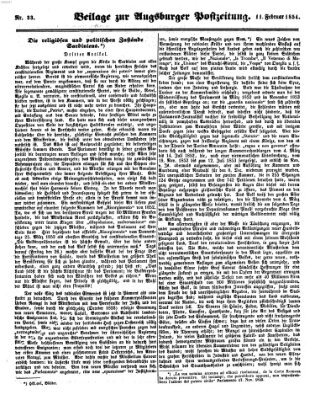 Augsburger Postzeitung Samstag 11. Februar 1854