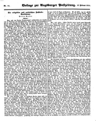 Augsburger Postzeitung Sonntag 12. Februar 1854