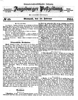 Augsburger Postzeitung Mittwoch 15. Februar 1854