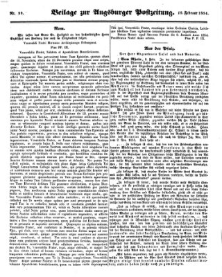 Augsburger Postzeitung Samstag 18. Februar 1854