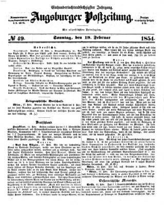 Augsburger Postzeitung Sonntag 19. Februar 1854