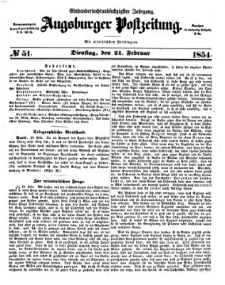 Augsburger Postzeitung Dienstag 21. Februar 1854