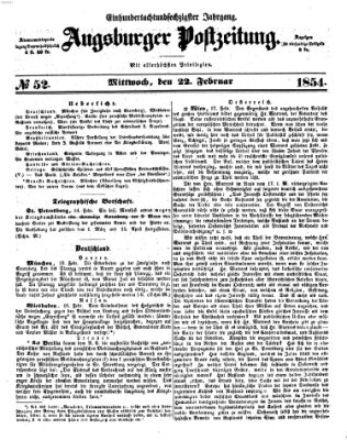 Augsburger Postzeitung Mittwoch 22. Februar 1854