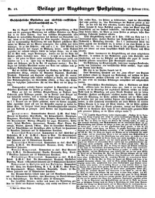 Augsburger Postzeitung Mittwoch 22. Februar 1854