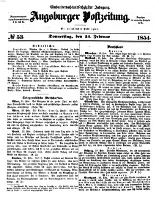 Augsburger Postzeitung Donnerstag 23. Februar 1854