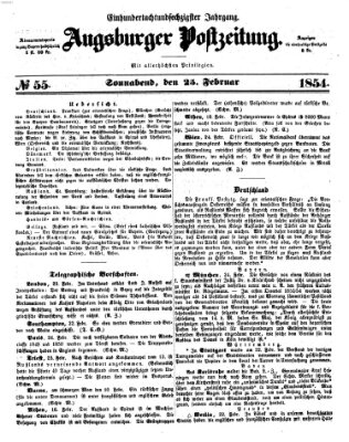 Augsburger Postzeitung Samstag 25. Februar 1854