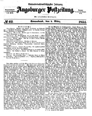 Augsburger Postzeitung Samstag 4. März 1854