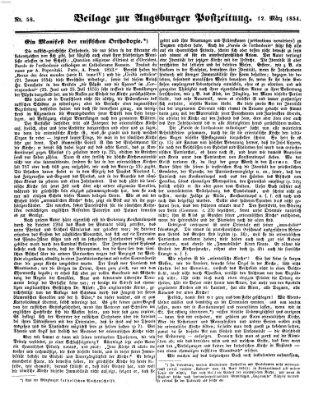 Augsburger Postzeitung Sonntag 12. März 1854