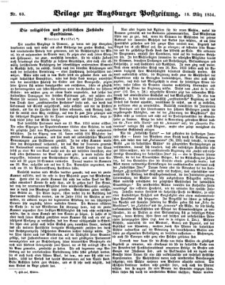 Augsburger Postzeitung Samstag 18. März 1854