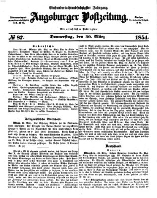 Augsburger Postzeitung Donnerstag 30. März 1854