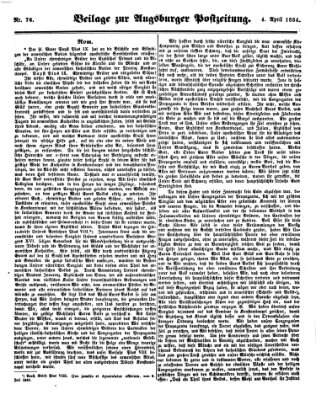 Augsburger Postzeitung Dienstag 4. April 1854