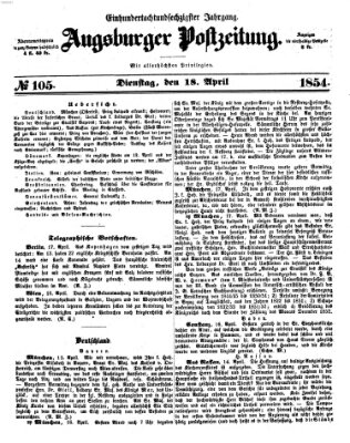 Augsburger Postzeitung Dienstag 18. April 1854