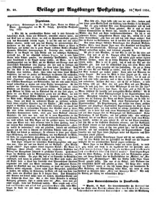 Augsburger Postzeitung Donnerstag 20. April 1854