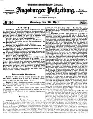 Augsburger Postzeitung Sonntag 23. April 1854