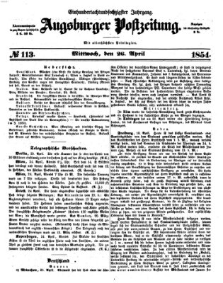 Augsburger Postzeitung Mittwoch 26. April 1854