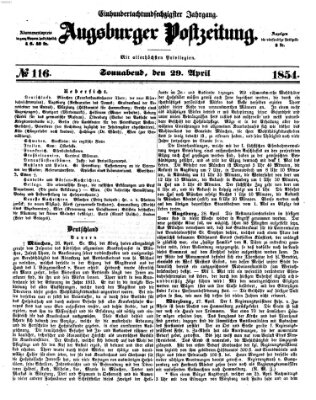 Augsburger Postzeitung Samstag 29. April 1854