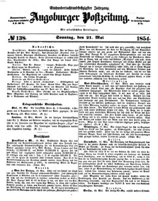 Augsburger Postzeitung Sonntag 21. Mai 1854