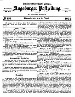 Augsburger Postzeitung Samstag 3. Juni 1854